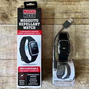 Magic Mesh Mosquito Repellant Watch Ultrasonic Rechargeable‎ Black Digital Watch